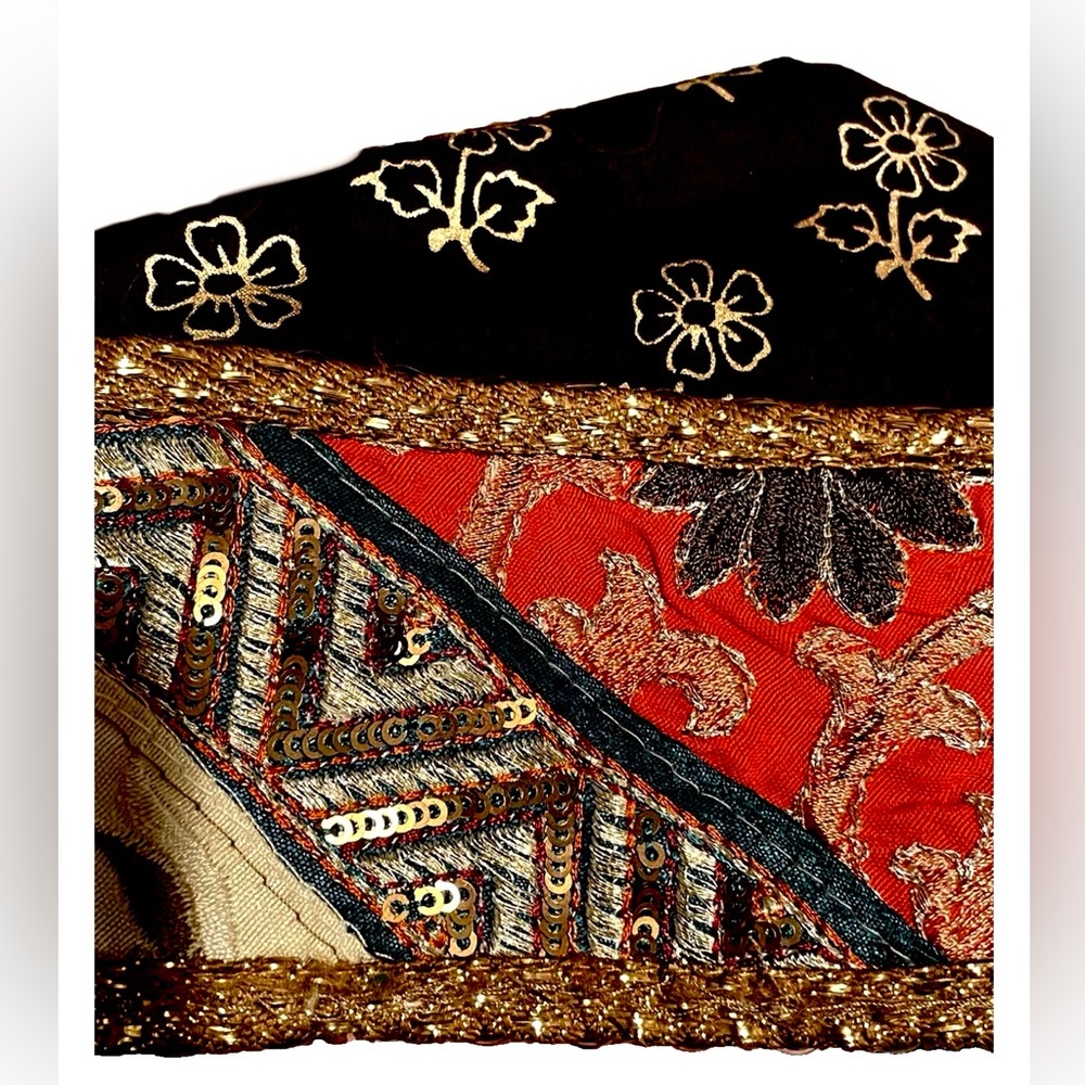 NWT Breathtaking! April Cornell Midnight Dress blk + gold embroidered dress (S) - Picture 8 of 16